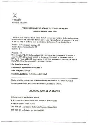 Procés-verbal de la séance du 8 avril 2026
