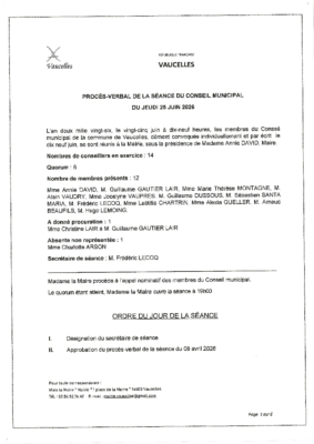 Procés-verbal de la séance du 25 juin 2026
